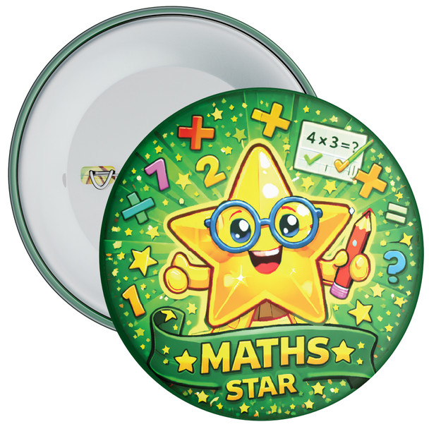 Green Maths Star School Badge Pack - Maths Achievement Reward Badges (Pack of 20)