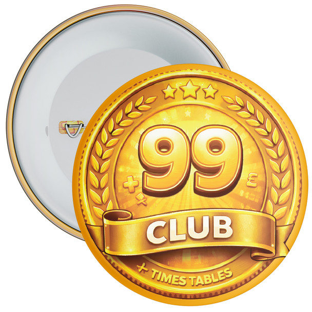 Gold 99 Club Maths School Badge Pack - Ultimate Times Tables Achievement Badges (Pack of 20)