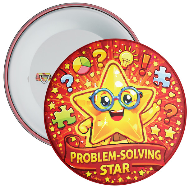 Red Problem-Solving Star Maths School Badge Pack - Maths Achievement Reward Badges for Schools (Pack of 20)