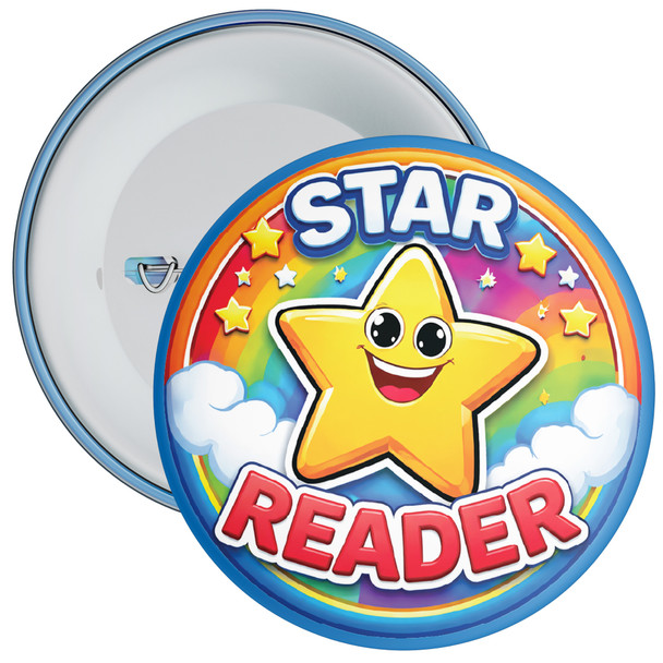 Blue Star Reader School Reward Badge – Reading Achievement Badge for Pupils