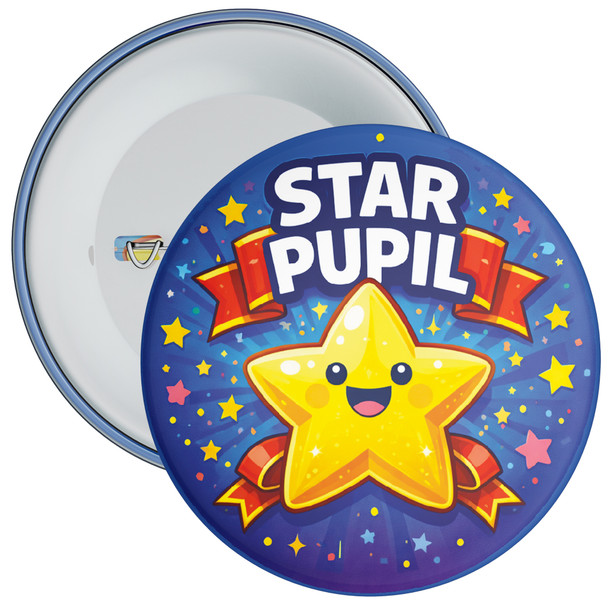 Star Pupil School Reward Badge - Smiling Star Design for Positive Recognition - Pack of 20