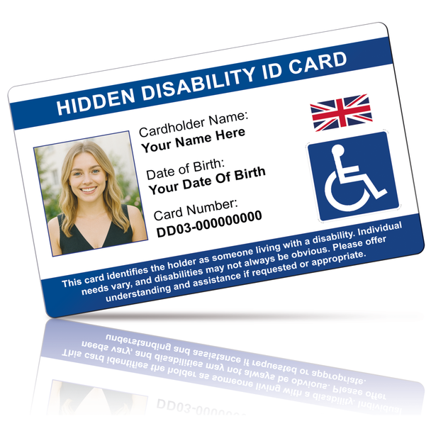 UK Hidden Disability ID Card | Personalised PVC Photo Card Badge | Equality Act 2010 Support 