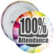 Pack of 20 School 100% Attendance Badge with Colourful Background