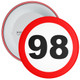 Speed Sign Themed 98th Birthday Badge - Age 98 Badge - Boy / Girl