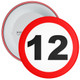 Speed Sign Themed 12th Birthday Badge - Age 12 Badge - Boy / Girl