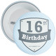 Vintage Retro 16th Birthday Badge - Age 16 Badge - Boy - Blue