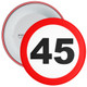 Speed Sign Themed 45th Birthday Badge - Age 45 Badge - Boy / Girl