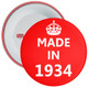 Red Made in 1934 Birthday Badge