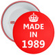 Red Made in 1989 Birthday Badge