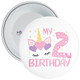 My 2nd Unicorn Birthday Badge - Age 2 Badge - Pink - Girl
