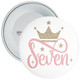Pink Crown 7th Birthday Badge - Age 7 Badge - Pink - Girl