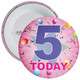5th Birthday Badge Pink Child - Age 5 Badge