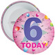 6th Birthday Badge Pink - Age 6 Badge