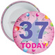 37th Birthday Badge Pink