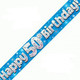 Happy 50th Birthday Blue Holographic Banner
