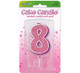 8 Pink & Silver Glitter Cake Candle