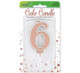 6 Rose Gold Glitter Cake Candle