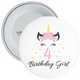 4th Unicorn Birthday Girl Badge Child - Age 4 Badge - Pink - Girl