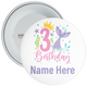 Personalised Mermaid 3rd Birthday Badge - Age 3 Badge - Pink - Girl