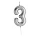 3 Silver Birthday Cake Candle