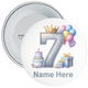 Personalised Balloon Themed 7th Birthday Badge - Age 7 Badge - Silver - Boy / Girl