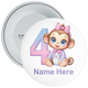 Personalised Monkey 4th Birthday Badge - Age 4 Badge - Colourful - Boy / Girl