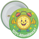 Pack of 20 School 100% Attendance Badge with Green Background Clock Theme