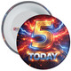 5 Today Birthday Badge Child – Lightning Superhero Design – Age 5