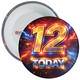 12 Today Birthday Badge – Lightning Superhero Design – Age 12