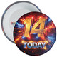 14 Today Birthday Badge – Lightning Superhero Design – Age 14