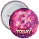 3 Today Birthday Badge Child – Pink Sparkle Design – Age 3