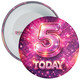 5 Today Birthday Badge Child – Pink Sparkle Design – Age 5