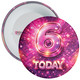 6 Today Birthday Badge Child – Pink Sparkle Design – Age 6