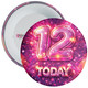 12 Today Birthday Badge – Pink Sparkle Design – Age 12