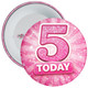 5 Today Birthday Badge Child – Pink Glitter Burst Design – Age 5
