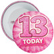13 Today Birthday Badge – Pink Glitter Burst Design – Age 13