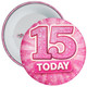 15 Today Birthday Badge – Pink Glitter Burst Design – Age 15