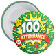 100% Attendance School Badges - Green Achievement Design - Pack of 20