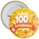 100% Attendance School Badges - Yellow Reward Design - Pack of 20