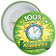 100% Attendance School Attendance Badge – Green Clock Reward Badge for Pupils