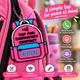Pink Personalised NFC Emergency Contact Bag Tag – Custom Name Backpack Safety Tag