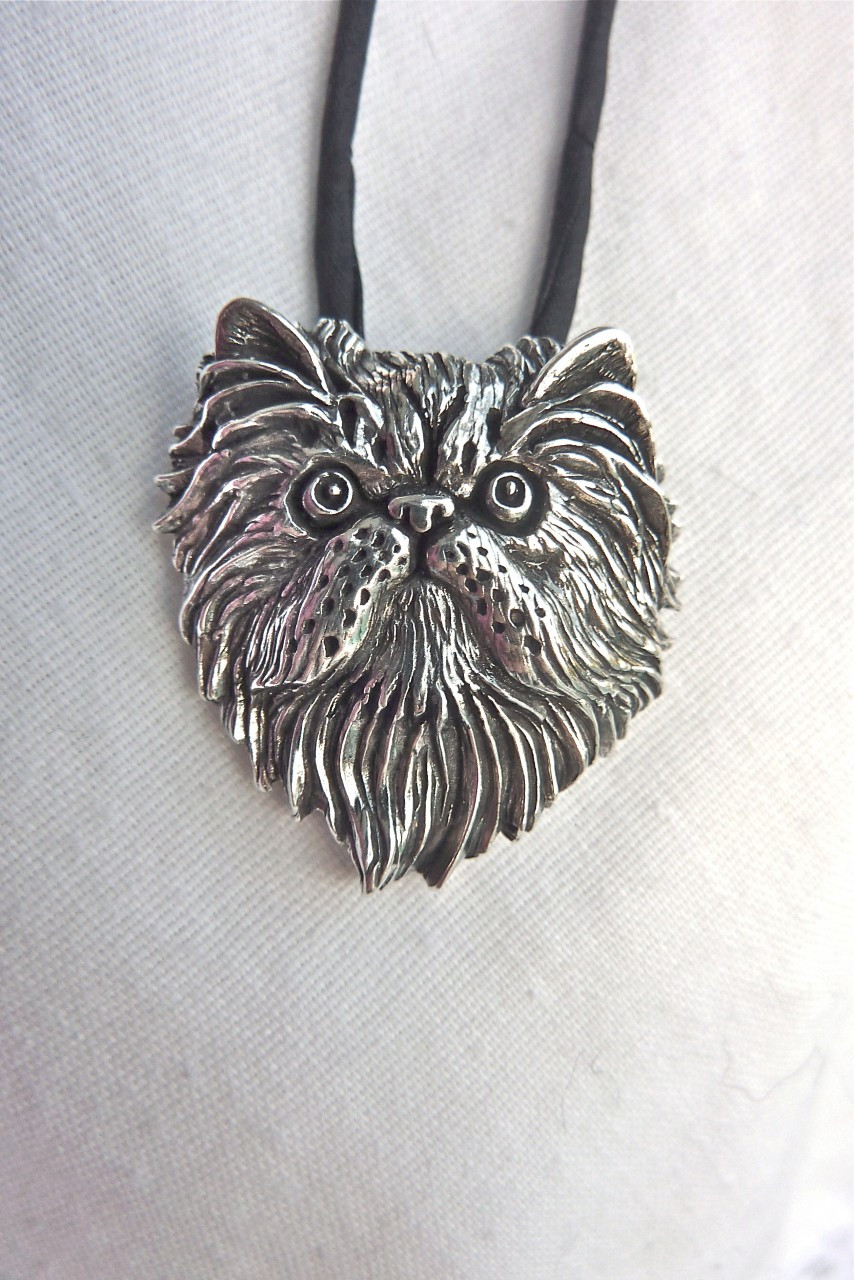 Persian Cat Pendant Sterling Silver Fazio's Cat Jewelry