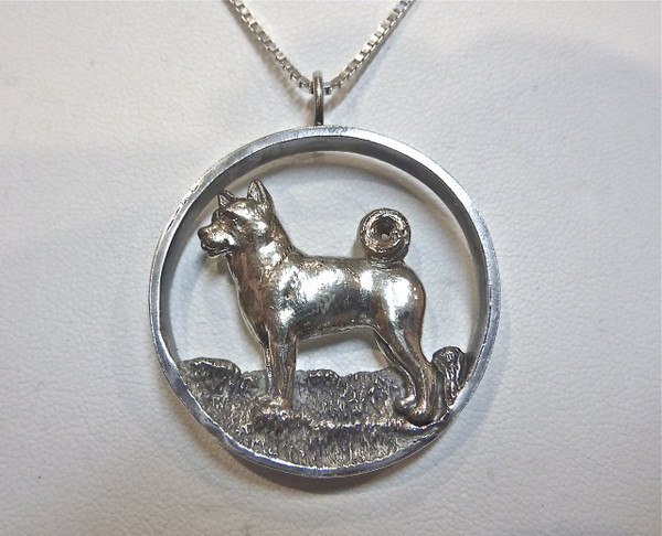 Akita Pendant Framed SS