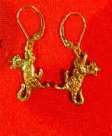 Bengal Cat Earrings Leverback 14kt