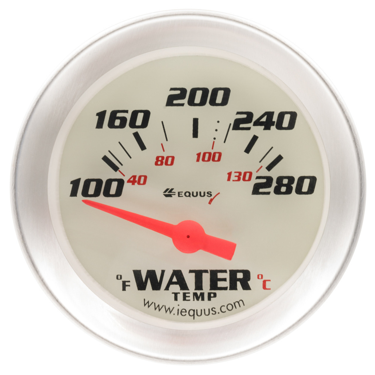 2.0 Dia Water Temp Gauge Silver 100-280 EQUE8262, EQUUS, Analog Gauges