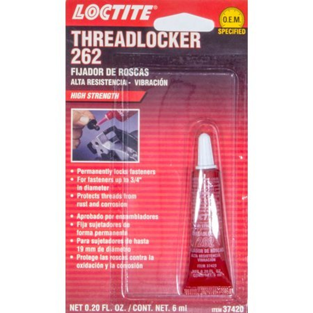 Threadlocker 262 Red 6ml/.20oz LOC487231, LOCTITE, Thread Locking Compounds
