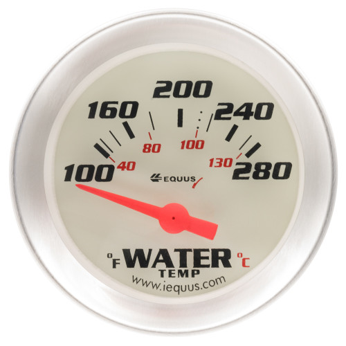 2.0 Dia Water Temp Gauge Silver 100-280 EQUE8262, EQUUS, Analog Gauges