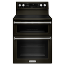 Kitchenaid® 30-Inch 5 Burner Electric Double Oven Convection Range YKFED500EBS