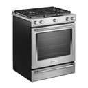 Kitchenaid® 30-Inch 5 Burner Front Control Gas Convection Range with Baking Drawer KSGB900ESS