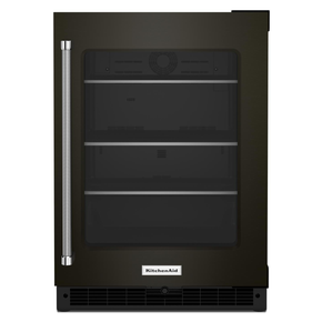 Kitchenaid® 24 Undercounter Refrigerator with Glass Door and Shelves with Metallic Accents and PrintShield™ Finish KURR314KBS